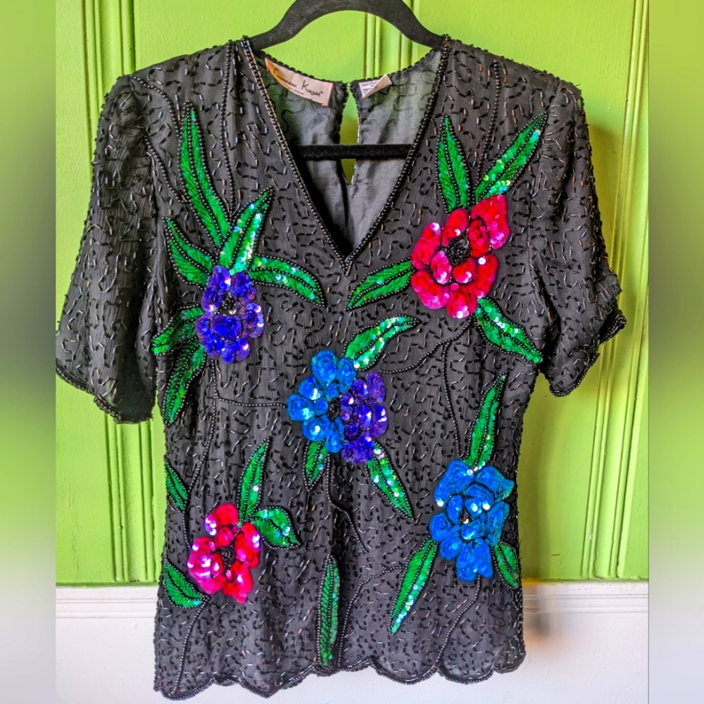 Vintage Sequined top blouse t shirt